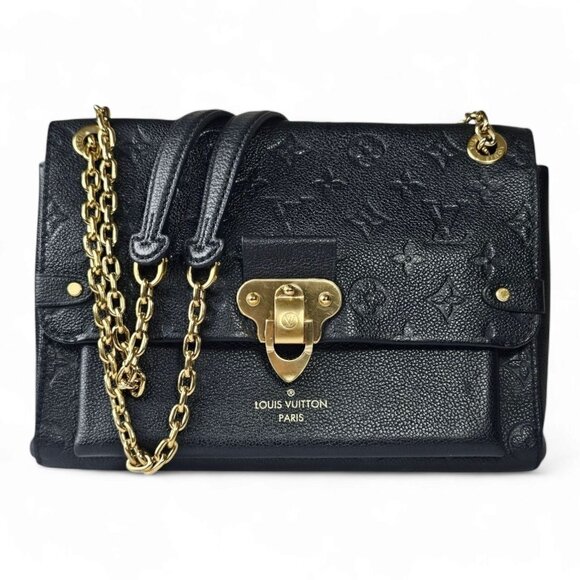 LOUIS VUITTON Vavin PM Black Monogram Empreinte Leather Chain Bag Shoulder EUC - Picture 1 of 16